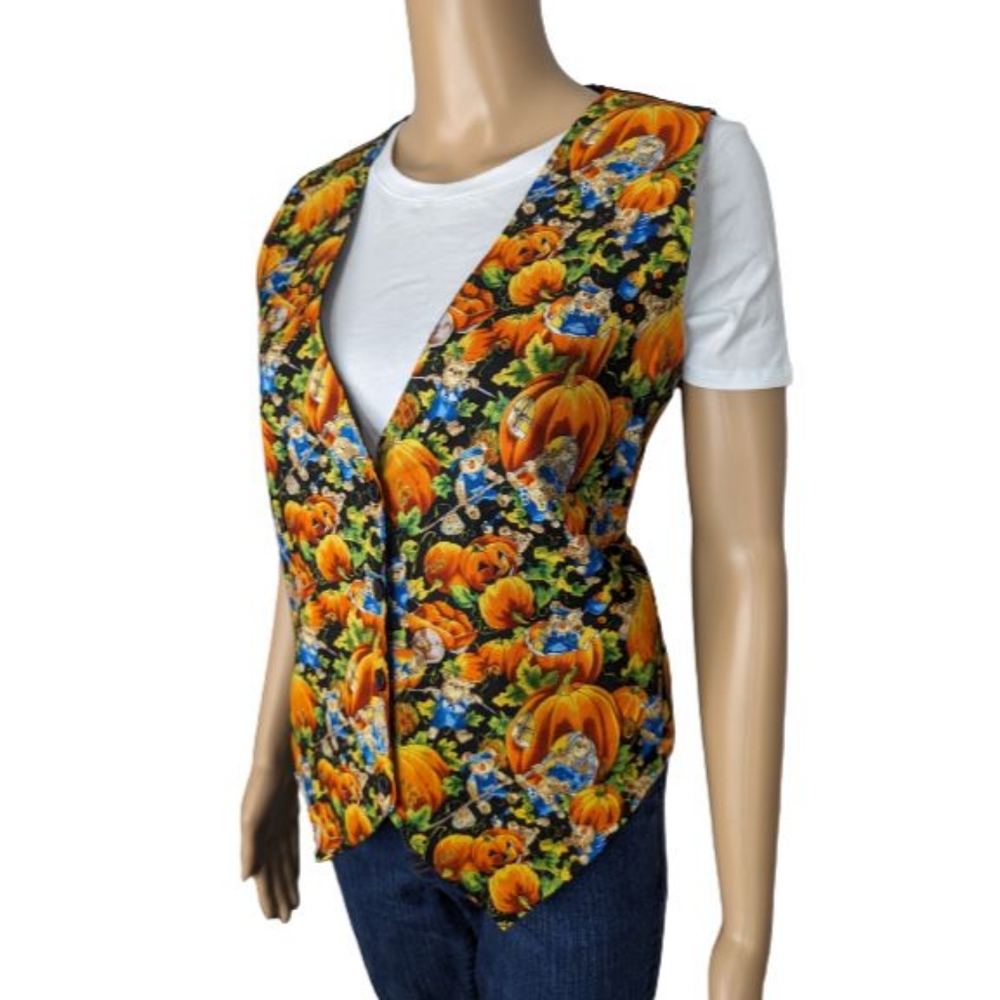 Basic Editions Halloween Pumpkins And Bears Vest M - image 4